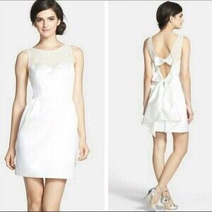 NWT Erin Fetherston Winona Bow Back Dress w/ POCKETS Ivory 8